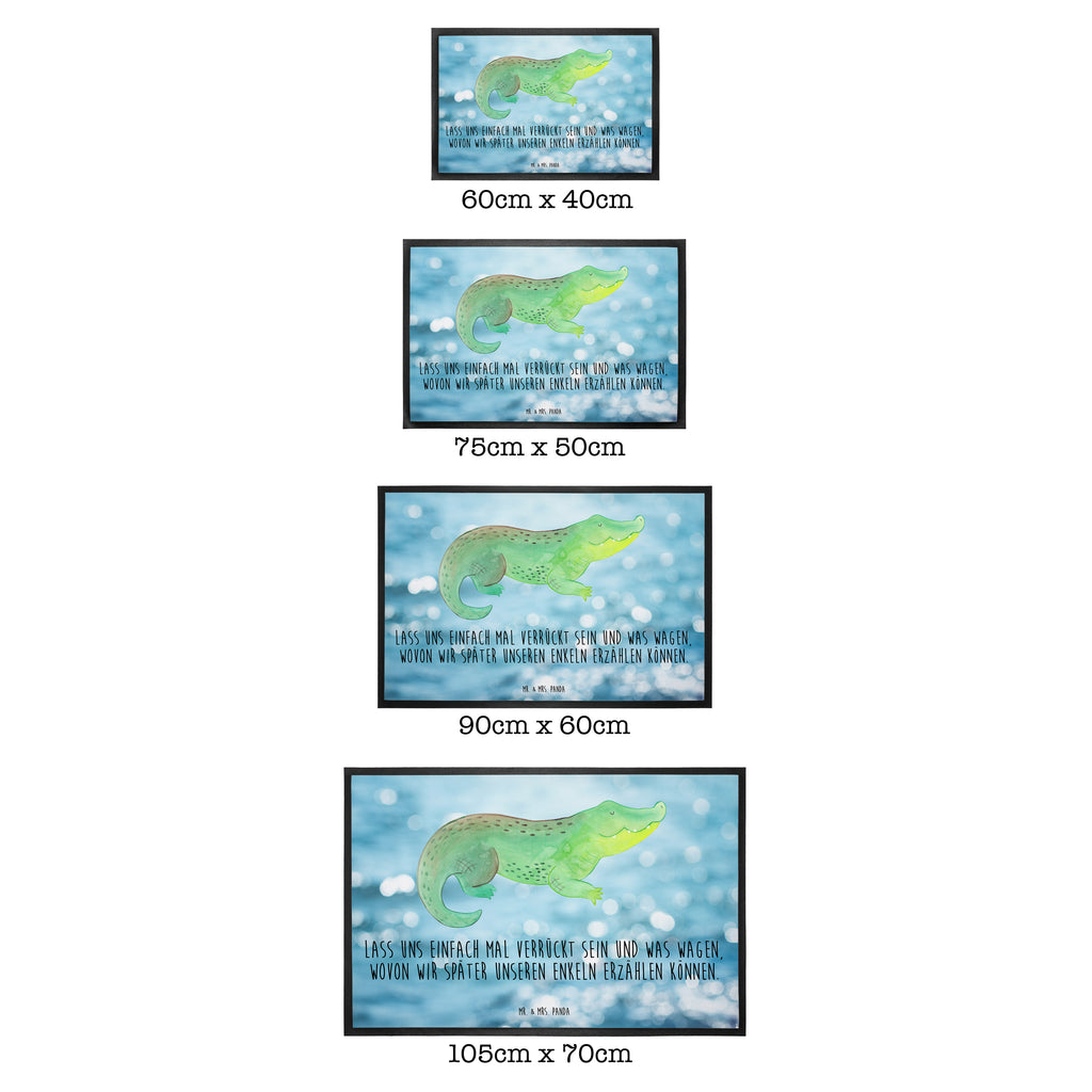 Fußmatte Krokodil Krokodil, Krokodile, verrückt sein, spontan sein, Abenteuerlust, Reiselust, Freundin, beste Freundin, Lieblingsmensch Türvorleger, Schmutzmatte, Fußabtreter, Matte, Schmutzfänger, Fußabstreifer, Schmutzfangmatte, Türmatte, Motivfußmatte,  Haustürmatte, Vorleger  Meerestiere, Meer, Urlaub