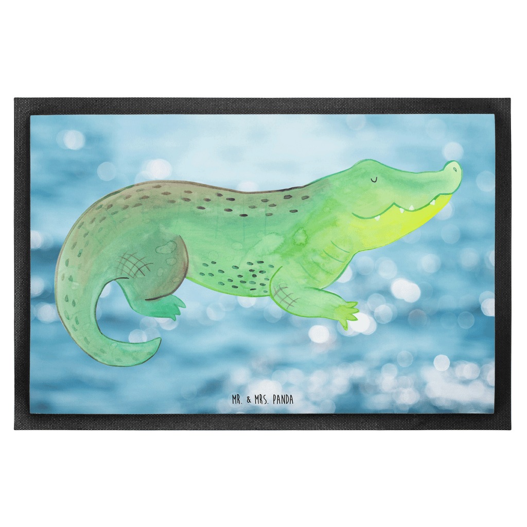 Fußmatte Krokodil Krokodil, Krokodile, verrückt sein, spontan sein, Abenteuerlust, Reiselust, Freundin, beste Freundin, Lieblingsmensch Türvorleger, Schmutzmatte, Fußabtreter, Matte, Schmutzfänger, Fußabstreifer, Schmutzfangmatte, Türmatte, Motivfußmatte,  Haustürmatte, Vorleger  Meerestiere, Meer, Urlaub