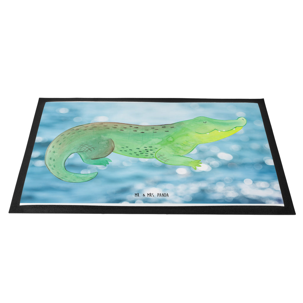 Fußmatte Krokodil Krokodil, Krokodile, verrückt sein, spontan sein, Abenteuerlust, Reiselust, Freundin, beste Freundin, Lieblingsmensch Türvorleger, Schmutzmatte, Fußabtreter, Matte, Schmutzfänger, Fußabstreifer, Schmutzfangmatte, Türmatte, Motivfußmatte,  Haustürmatte, Vorleger  Meerestiere, Meer, Urlaub
