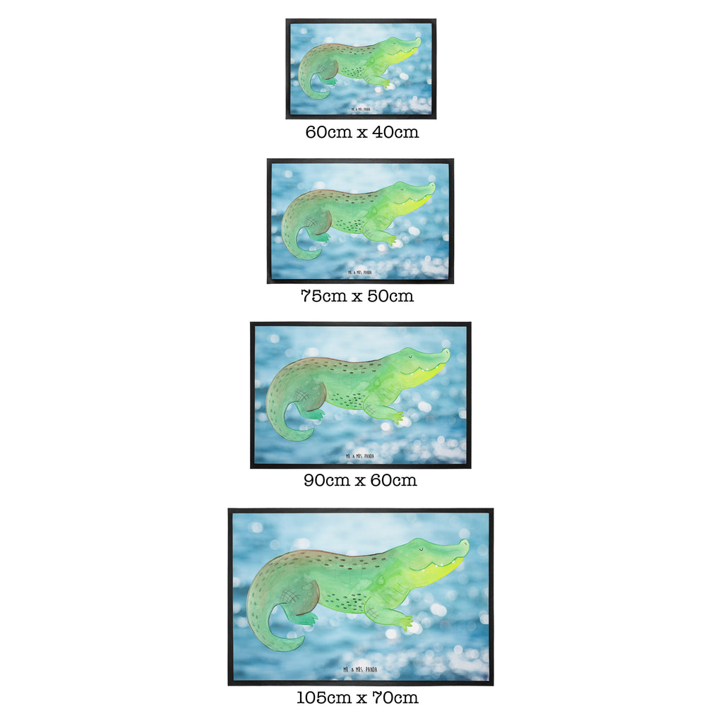 Fußmatte Krokodil Krokodil, Krokodile, verrückt sein, spontan sein, Abenteuerlust, Reiselust, Freundin, beste Freundin, Lieblingsmensch Türvorleger, Schmutzmatte, Fußabtreter, Matte, Schmutzfänger, Fußabstreifer, Schmutzfangmatte, Türmatte, Motivfußmatte,  Haustürmatte, Vorleger  Meerestiere, Meer, Urlaub