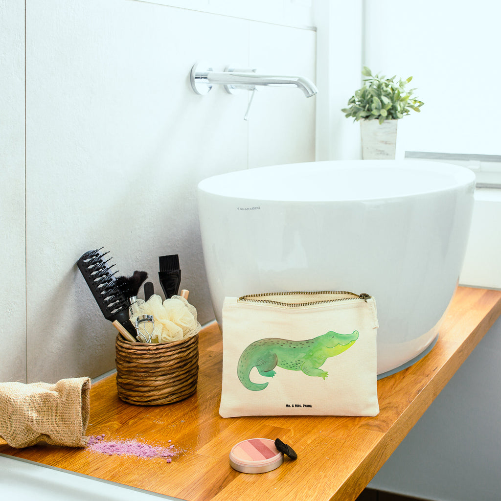 Schminktasche Krokodil Schminktasche, Kosmetiktasche, Kosmetikbeutel, Stiftemäppchen, Etui, Federmappe, Makeup, XXL, Schminketui, Kosmetiketui, Schlamperetui, Meerestiere, Meer, Urlaub, Krokodil, Krokodile, verrückt sein, spontan sein, Abenteuerlust, Reiselust, Freundin, beste Freundin, Lieblingsmensch