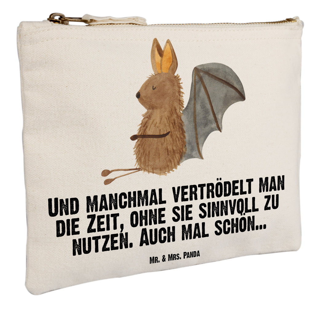 Schminktasche Fledermaus sitzend Schminktasche, Kosmetiktasche, Kosmetikbeutel, Stiftemäppchen, Etui, Federmappe, Makeup, XXL, Schminketui, Kosmetiketui, Schlamperetui, Tiermotive, Gute Laune, lustige Sprüche, Tiere, Fledermaus, Fledermäuse, Motivation, entspannen