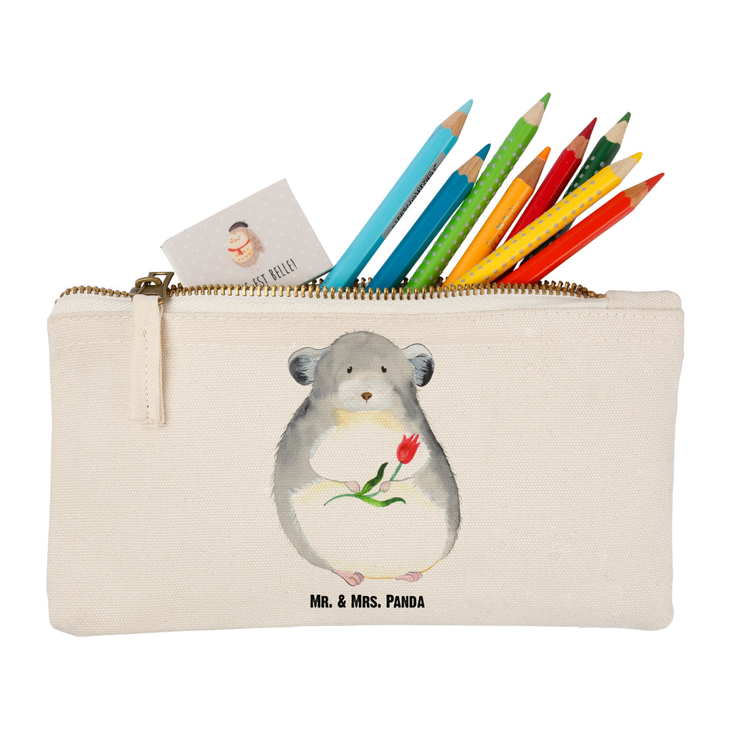 Schminktasche Chinchilla mit Blume Schminktasche, Kosmetiktasche, Kosmetikbeutel, Stiftemäppchen, Etui, Federmappe, Makeup, XXL, Schminketui, Kosmetiketui, Schlamperetui, Tiermotive, Gute Laune, lustige Sprüche, Tiere, Chinchilla, Chinchillas, Liebeskummer, Kummer, Depressionen, traurig sein, Chaos, Glücklichsein, Büro, Büroalltag