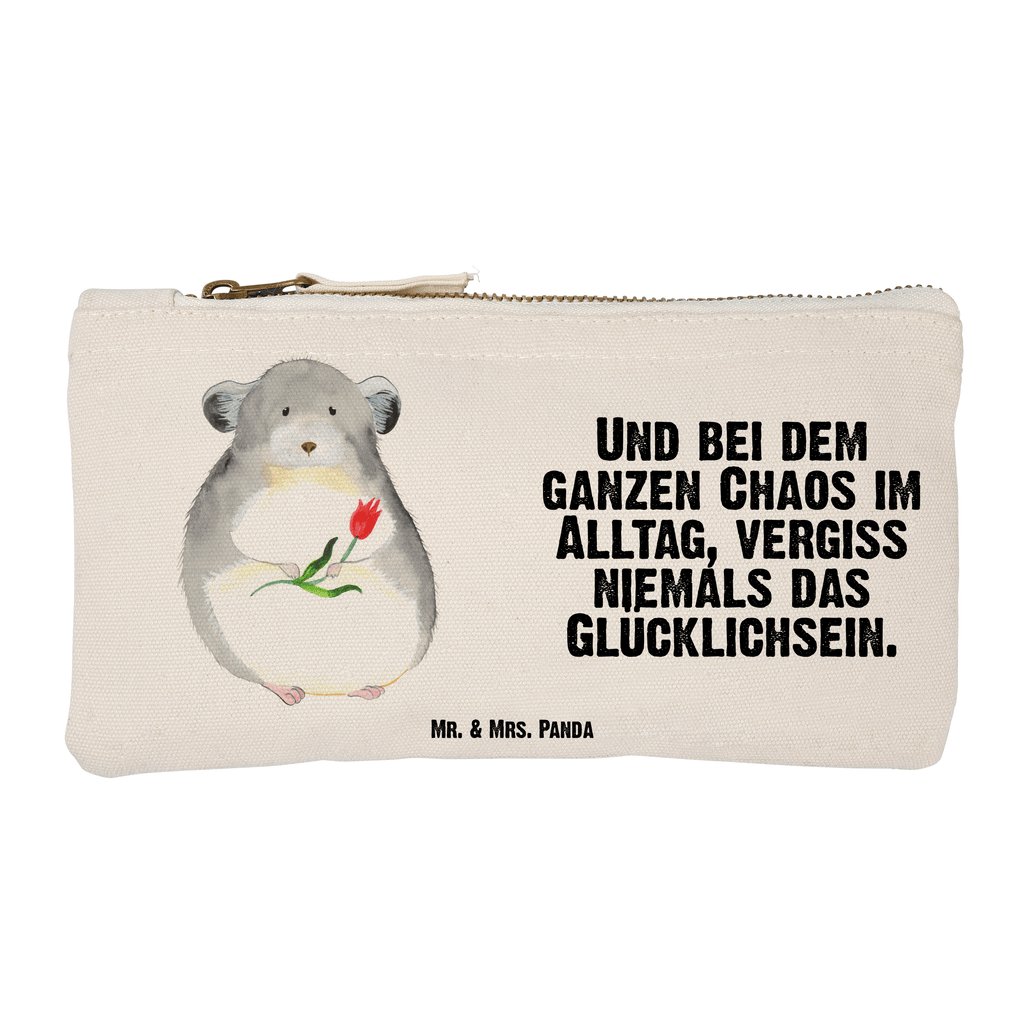 Schminktasche Chinchilla mit Blume Schminktasche, Kosmetiktasche, Kosmetikbeutel, Stiftemäppchen, Etui, Federmappe, Makeup, XXL, Schminketui, Kosmetiketui, Schlamperetui, Tiermotive, Gute Laune, lustige Sprüche, Tiere, Chinchilla, Chinchillas, Liebeskummer, Kummer, Depressionen, traurig sein, Chaos, Glücklichsein, Büro, Büroalltag