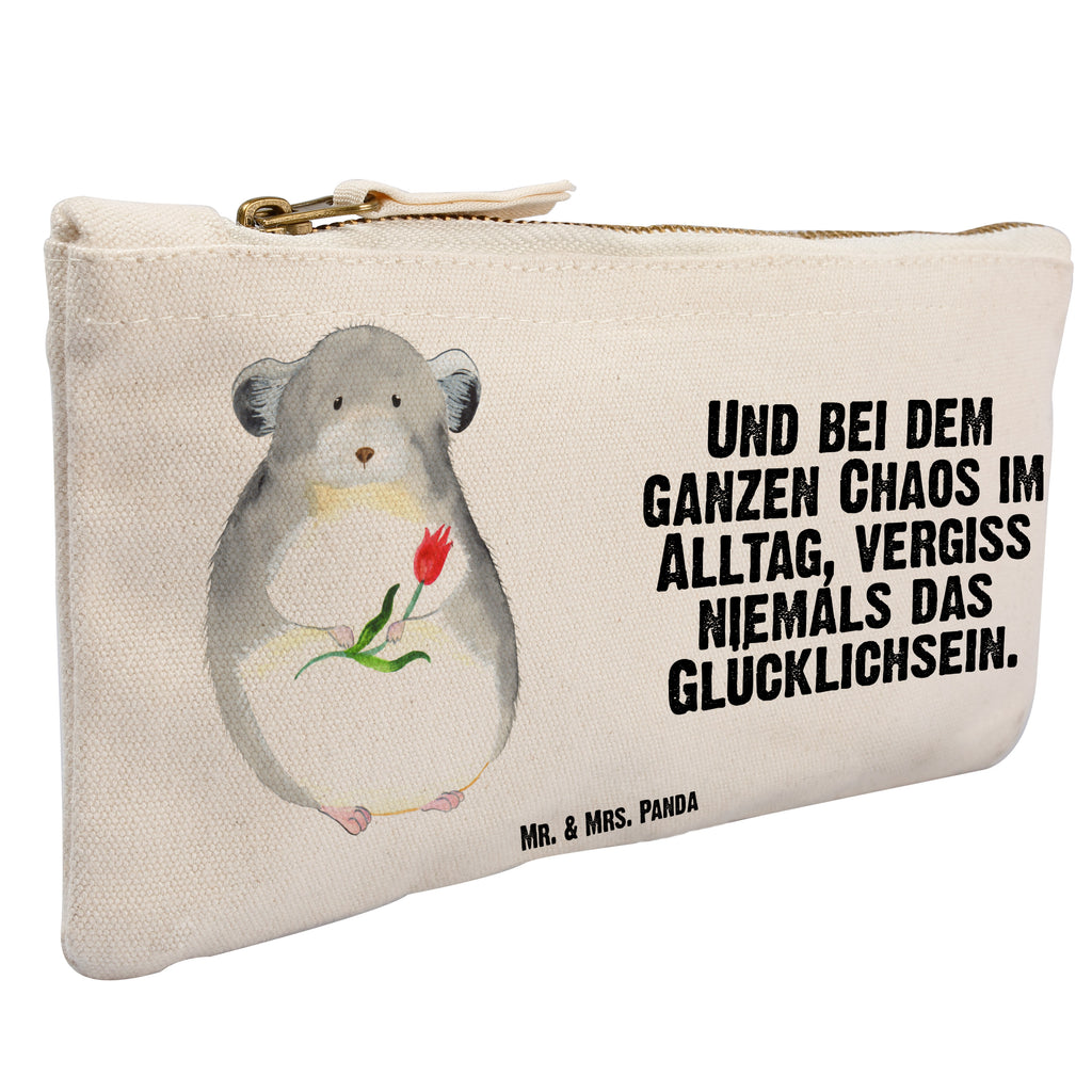 Schminktasche Chinchilla mit Blume Schminktasche, Kosmetiktasche, Kosmetikbeutel, Stiftemäppchen, Etui, Federmappe, Makeup, XXL, Schminketui, Kosmetiketui, Schlamperetui, Tiermotive, Gute Laune, lustige Sprüche, Tiere, Chinchilla, Chinchillas, Liebeskummer, Kummer, Depressionen, traurig sein, Chaos, Glücklichsein, Büro, Büroalltag