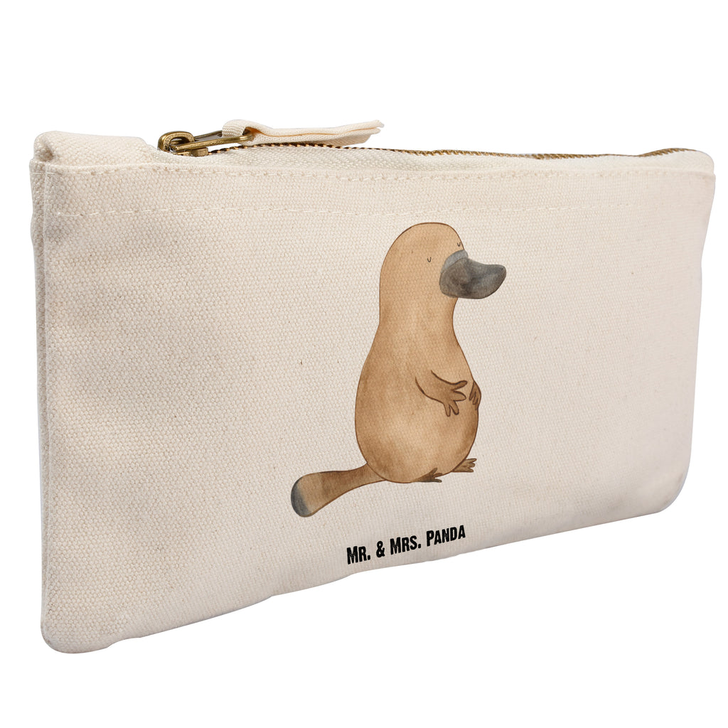 Schminktasche Schnabeltier mutig Schminktasche, Kosmetiktasche, Kosmetikbeutel, Stiftemäppchen, Etui, Federmappe, Makeup, XXL, Schminketui, Kosmetiketui, Schlamperetui, Meerestiere, Meer, Urlaub, Schnabeltier, Mut, mutig, Lebensweisheit, Schnabeltiere, Motivation, Training, Büro, Arbeit, Neuanfang, Neustart, Weltreise, Raodtrip