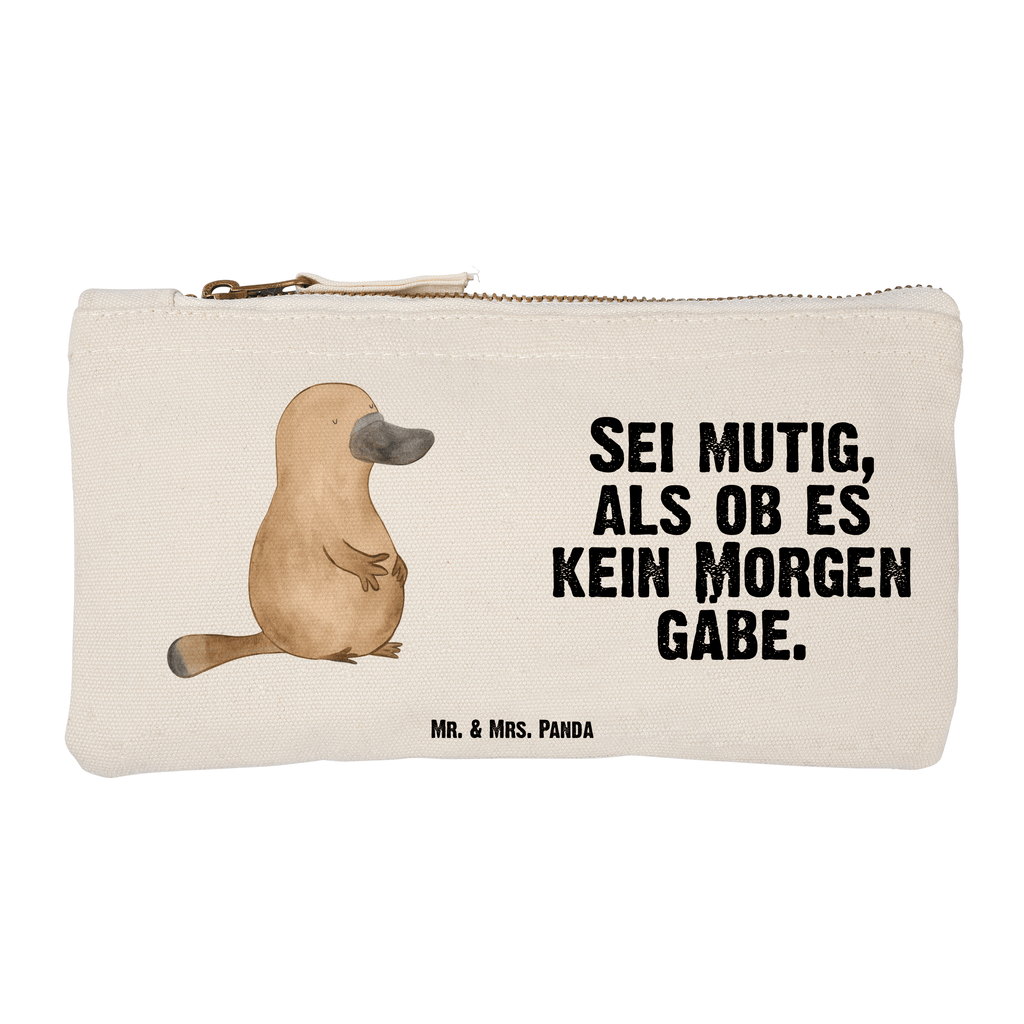 Schminktasche Schnabeltier mutig Schminktasche, Kosmetiktasche, Kosmetikbeutel, Stiftemäppchen, Etui, Federmappe, Makeup, XXL, Schminketui, Kosmetiketui, Schlamperetui, Meerestiere, Meer, Urlaub, Schnabeltier, Mut, mutig, Lebensweisheit, Schnabeltiere, Motivation, Training, Büro, Arbeit, Neuanfang, Neustart, Weltreise, Raodtrip