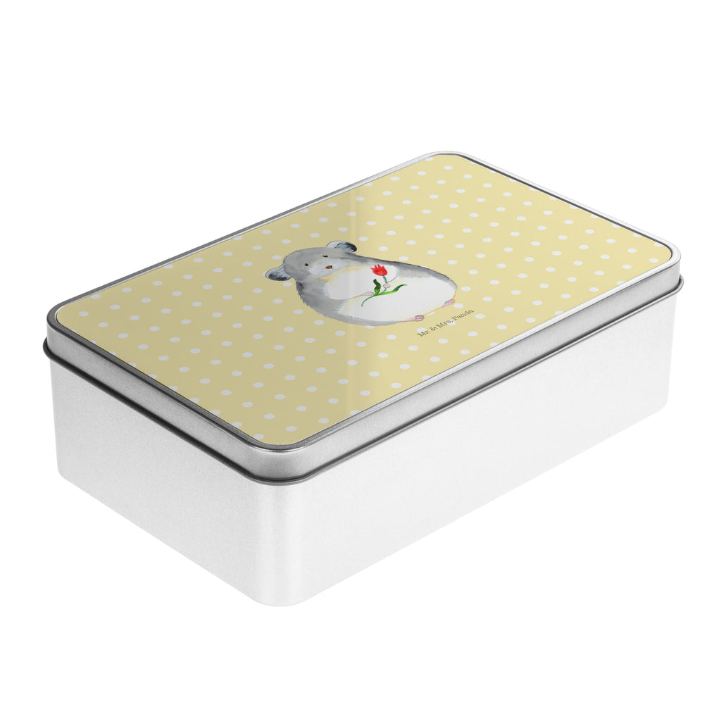 Metalldose rechteckig Chinchilla mit Blume Blechdose, Metalldose, Blechbox, Container, Keksdose, Vorratsdose, Vorratsbox, Döschen, Versperbox, Vesperdose, Aufbewahrungsdose, Aufbewahrungsbox, Aluminiumdose, Dose, Tiermotive, Gute Laune, lustige Sprüche, Tiere, Chinchilla, Chinchillas, Liebeskummer, Kummer, Depressionen, traurig sein, Chaos, Glücklichsein, Büro, Büroalltag