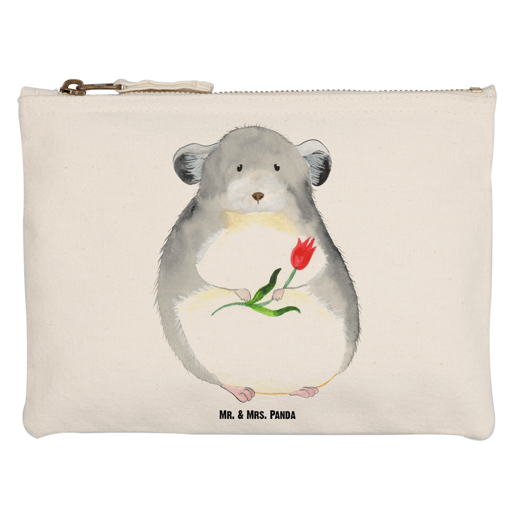 Schminktasche Chinchilla mit Blume Schminktasche, Kosmetiktasche, Kosmetikbeutel, Stiftemäppchen, Etui, Federmappe, Makeup, XXL, Schminketui, Kosmetiketui, Schlamperetui, Tiermotive, Gute Laune, lustige Sprüche, Tiere, Chinchilla, Chinchillas, Liebeskummer, Kummer, Depressionen, traurig sein, Chaos, Glücklichsein, Büro, Büroalltag