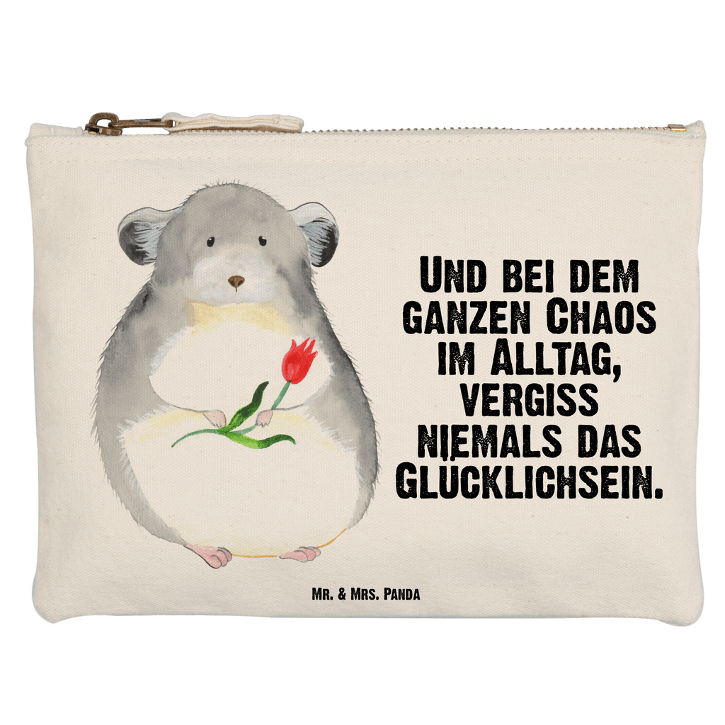 Schminktasche Chinchilla mit Blume Schminktasche, Kosmetiktasche, Kosmetikbeutel, Stiftemäppchen, Etui, Federmappe, Makeup, XXL, Schminketui, Kosmetiketui, Schlamperetui, Tiermotive, Gute Laune, lustige Sprüche, Tiere, Chinchilla, Chinchillas, Liebeskummer, Kummer, Depressionen, traurig sein, Chaos, Glücklichsein, Büro, Büroalltag