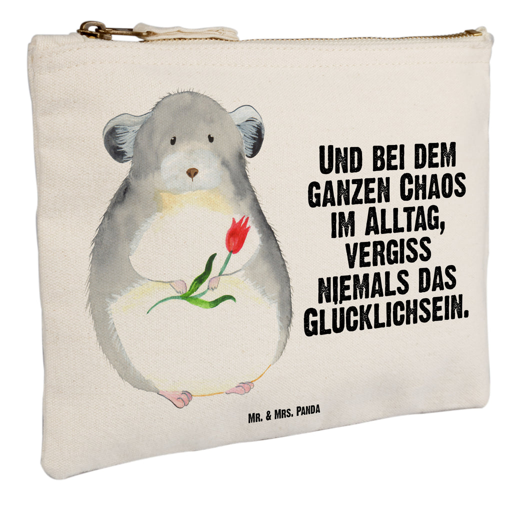 Schminktasche Chinchilla mit Blume Schminktasche, Kosmetiktasche, Kosmetikbeutel, Stiftemäppchen, Etui, Federmappe, Makeup, XXL, Schminketui, Kosmetiketui, Schlamperetui, Tiermotive, Gute Laune, lustige Sprüche, Tiere, Chinchilla, Chinchillas, Liebeskummer, Kummer, Depressionen, traurig sein, Chaos, Glücklichsein, Büro, Büroalltag