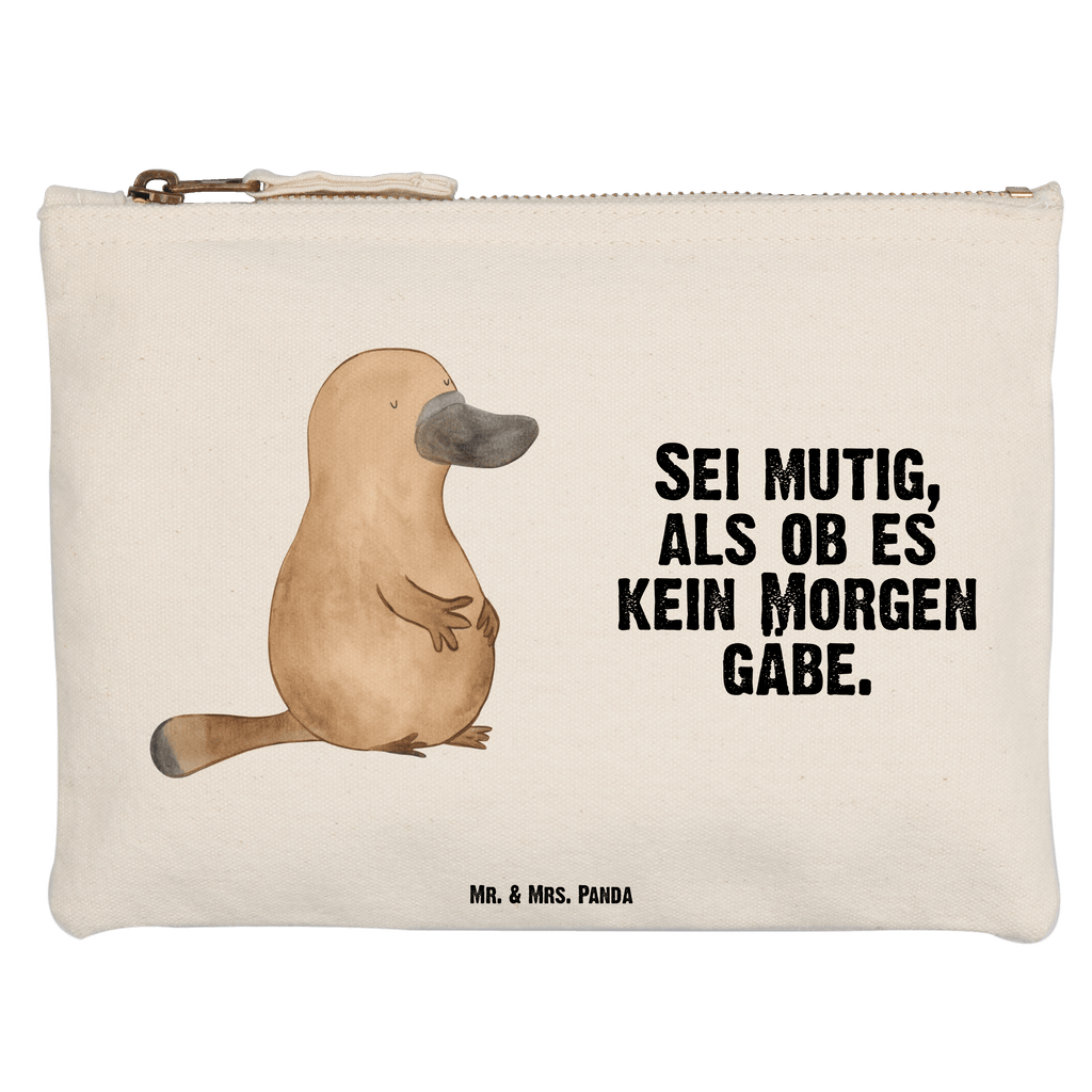 Schminktasche Schnabeltier mutig Schminktasche, Kosmetiktasche, Kosmetikbeutel, Stiftemäppchen, Etui, Federmappe, Makeup, XXL, Schminketui, Kosmetiketui, Schlamperetui, Meerestiere, Meer, Urlaub, Schnabeltier, Mut, mutig, Lebensweisheit, Schnabeltiere, Motivation, Training, Büro, Arbeit, Neuanfang, Neustart, Weltreise, Raodtrip