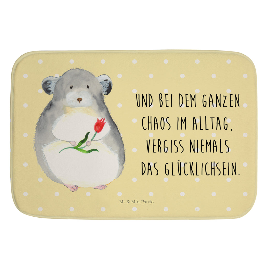 Badvorleger Chinchilla mit Blume Badematte, Badteppich, Duschvorleger, Badezimmerteppich, Badezimmermatte, Badvorleger, Duschmatte, Duschteppich, Tiermotive, Gute Laune, lustige Sprüche, Tiere, Chinchilla, Chinchillas, Liebeskummer, Kummer, Depressionen, traurig sein, Chaos, Glücklichsein, Büro, Büroalltag