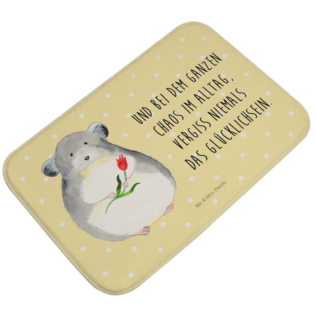 Badvorleger Chinchilla mit Blume Badematte, Badteppich, Duschvorleger, Badezimmerteppich, Badezimmermatte, Badvorleger, Duschmatte, Duschteppich, Tiermotive, Gute Laune, lustige Sprüche, Tiere, Chinchilla, Chinchillas, Liebeskummer, Kummer, Depressionen, traurig sein, Chaos, Glücklichsein, Büro, Büroalltag