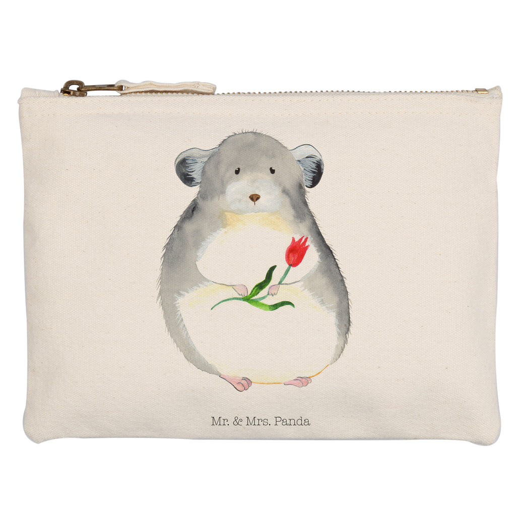 Schminktasche Chinchilla mit Blume Schminktasche, Kosmetiktasche, Kosmetikbeutel, Stiftemäppchen, Etui, Federmappe, Makeup, XXL, Schminketui, Kosmetiketui, Schlamperetui, Tiermotive, Gute Laune, lustige Sprüche, Tiere, Chinchilla, Chinchillas, Liebeskummer, Kummer, Depressionen, traurig sein, Chaos, Glücklichsein, Büro, Büroalltag