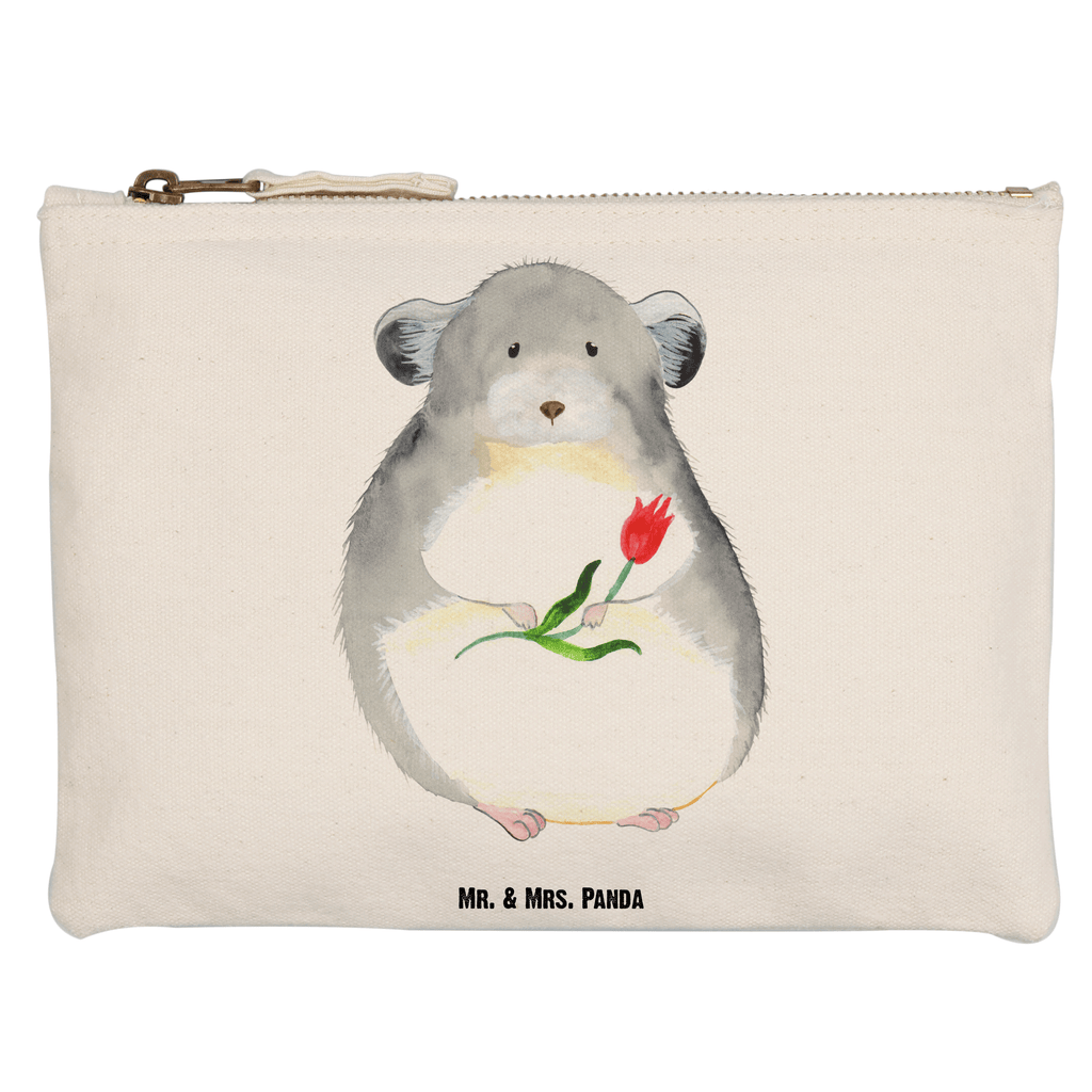 Schminktasche Chinchilla mit Blume Schminktasche, Kosmetiktasche, Kosmetikbeutel, Stiftemäppchen, Etui, Federmappe, Makeup, XXL, Schminketui, Kosmetiketui, Schlamperetui, Tiermotive, Gute Laune, lustige Sprüche, Tiere, Chinchilla, Chinchillas, Liebeskummer, Kummer, Depressionen, traurig sein, Chaos, Glücklichsein, Büro, Büroalltag