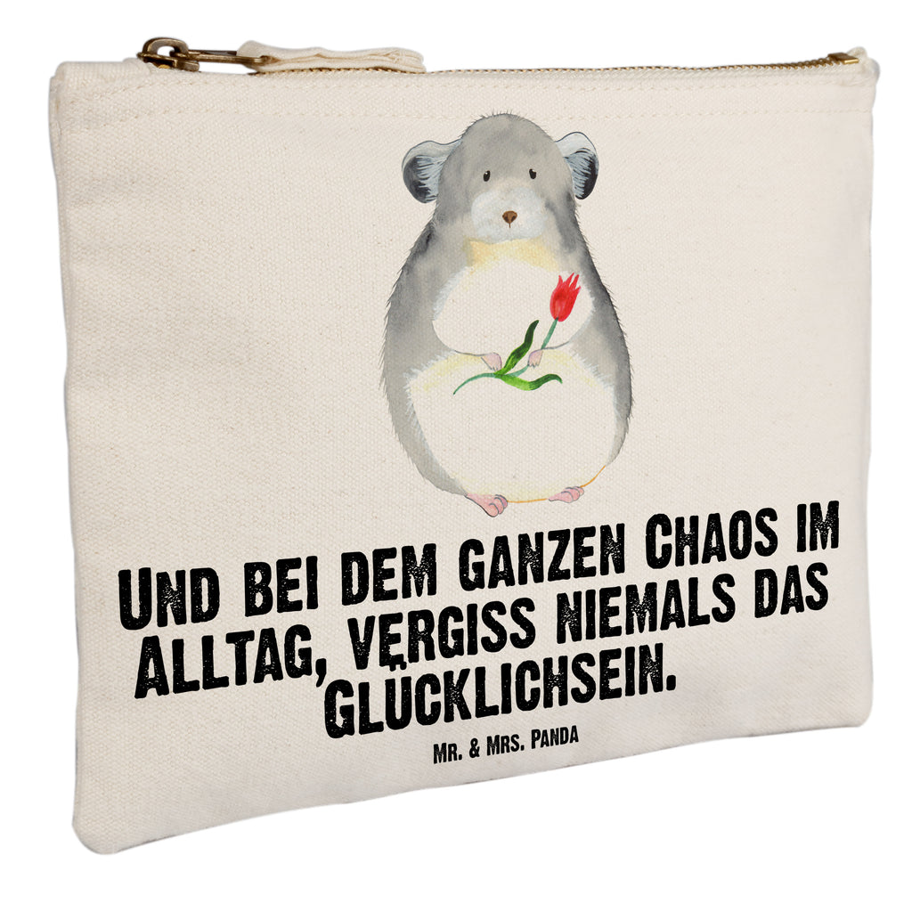 Schminktasche Chinchilla mit Blume Schminktasche, Kosmetiktasche, Kosmetikbeutel, Stiftemäppchen, Etui, Federmappe, Makeup, XXL, Schminketui, Kosmetiketui, Schlamperetui, Tiermotive, Gute Laune, lustige Sprüche, Tiere, Chinchilla, Chinchillas, Liebeskummer, Kummer, Depressionen, traurig sein, Chaos, Glücklichsein, Büro, Büroalltag