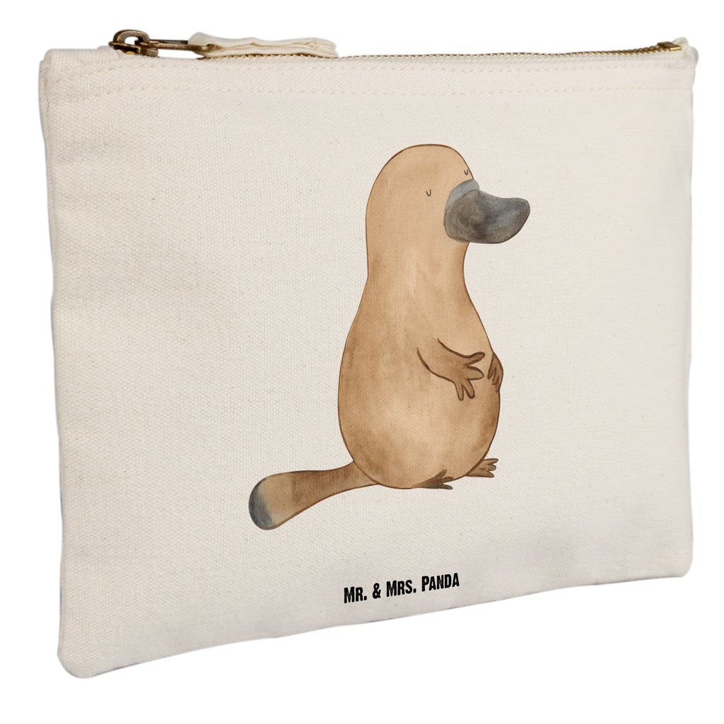 Schminktasche Schnabeltier mutig Schminktasche, Kosmetiktasche, Kosmetikbeutel, Stiftemäppchen, Etui, Federmappe, Makeup, XXL, Schminketui, Kosmetiketui, Schlamperetui, Meerestiere, Meer, Urlaub, Schnabeltier, Mut, mutig, Lebensweisheit, Schnabeltiere, Motivation, Training, Büro, Arbeit, Neuanfang, Neustart, Weltreise, Raodtrip