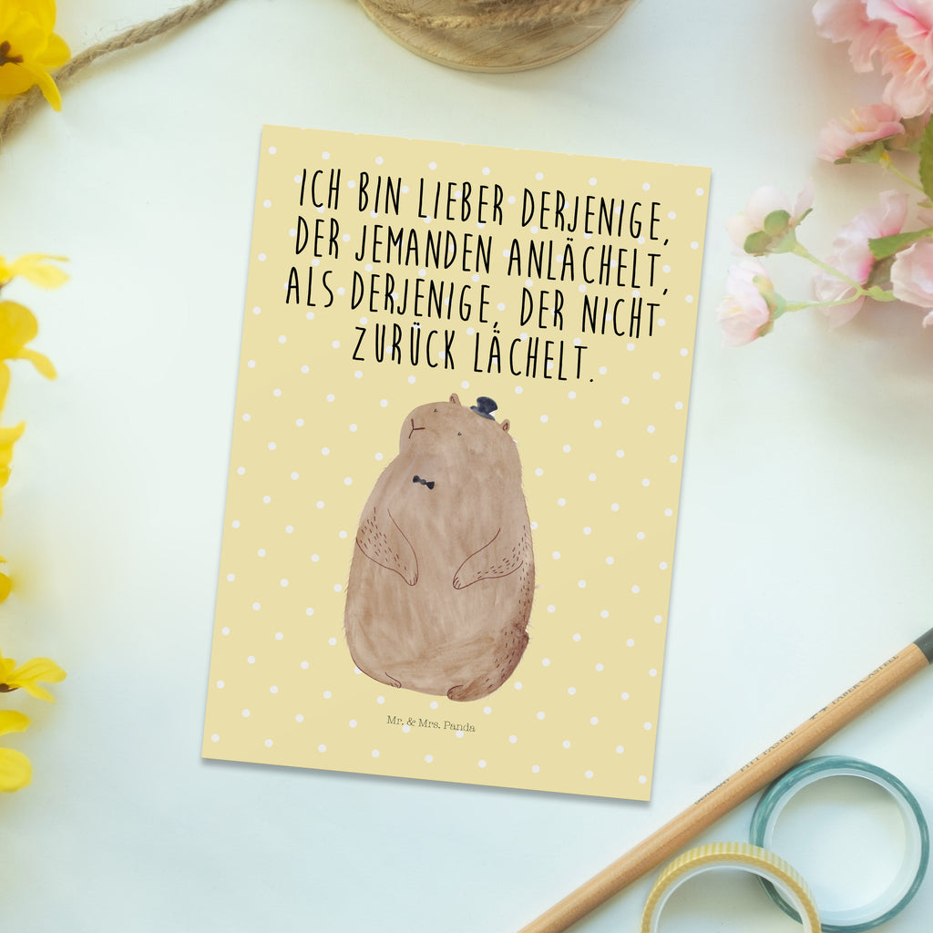 Postkarte Murmeltier Geschenkkarte, Grußkarte, Karte, Einladung, Ansichtskarte, Geburtstagskarte, Einladungskarte, Dankeskarte, Tiermotive, Gute Laune, lustige Sprüche, Tiere, Murmeltier, Knigge, Fröhlichkeit, Freundlichkeit, Respekt, Anstand