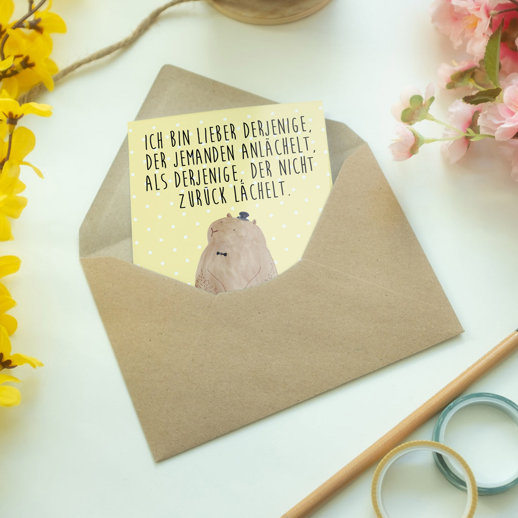 Grußkarte Murmeltier Klappkarte, Einladungskarte, Glückwunschkarte, Hochzeitskarte, Geburtstagskarte, Karte, Tiermotive, Gute Laune, lustige Sprüche, Tiere, Murmeltier, Knigge, Fröhlichkeit, Freundlichkeit, Respekt, Anstand