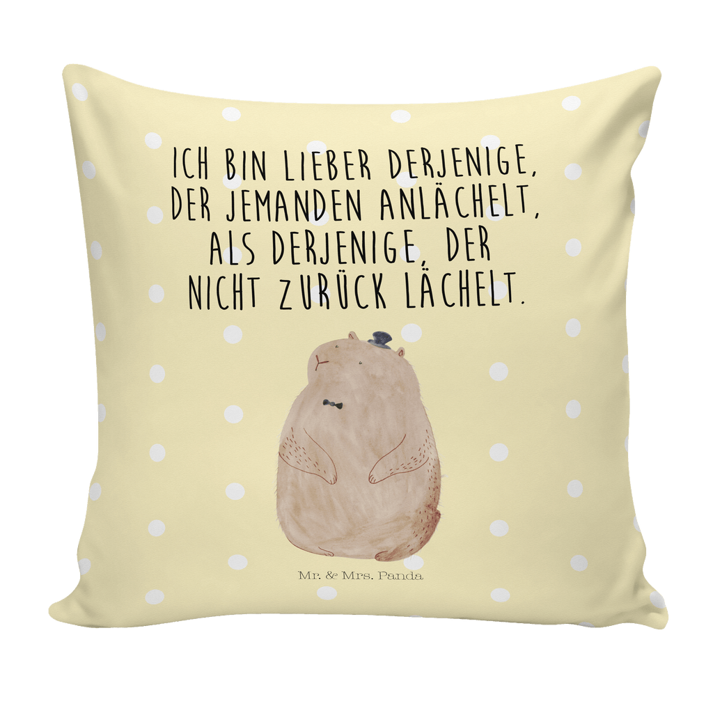40x40 Kissen Murmeltier Kissenhülle, Kopfkissen, Sofakissen, Dekokissen, Motivkissen, Tiermotive, Gute Laune, lustige Sprüche, Tiere, Murmeltier, Knigge, Fröhlichkeit, Freundlichkeit, Respekt, Anstand