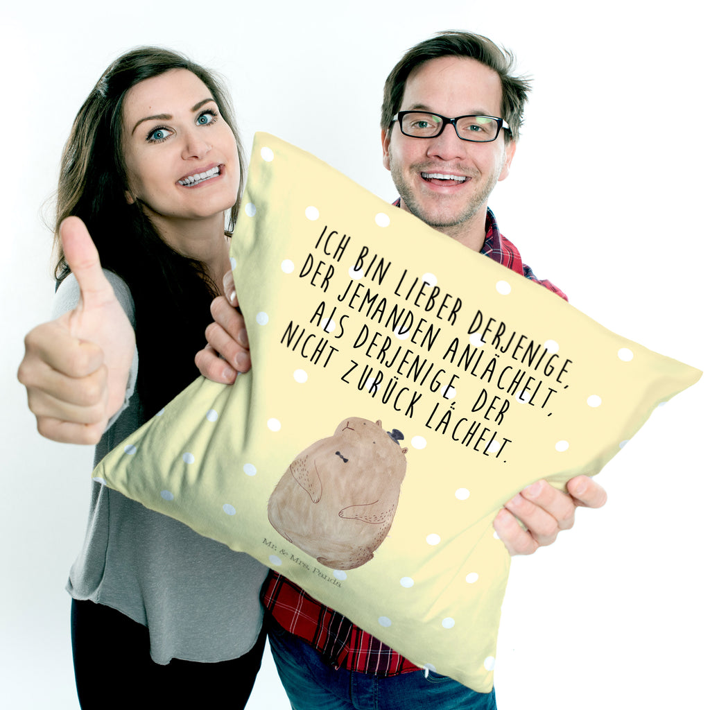 40x40 Kissen Murmeltier Kissenhülle, Kopfkissen, Sofakissen, Dekokissen, Motivkissen, Tiermotive, Gute Laune, lustige Sprüche, Tiere, Murmeltier, Knigge, Fröhlichkeit, Freundlichkeit, Respekt, Anstand