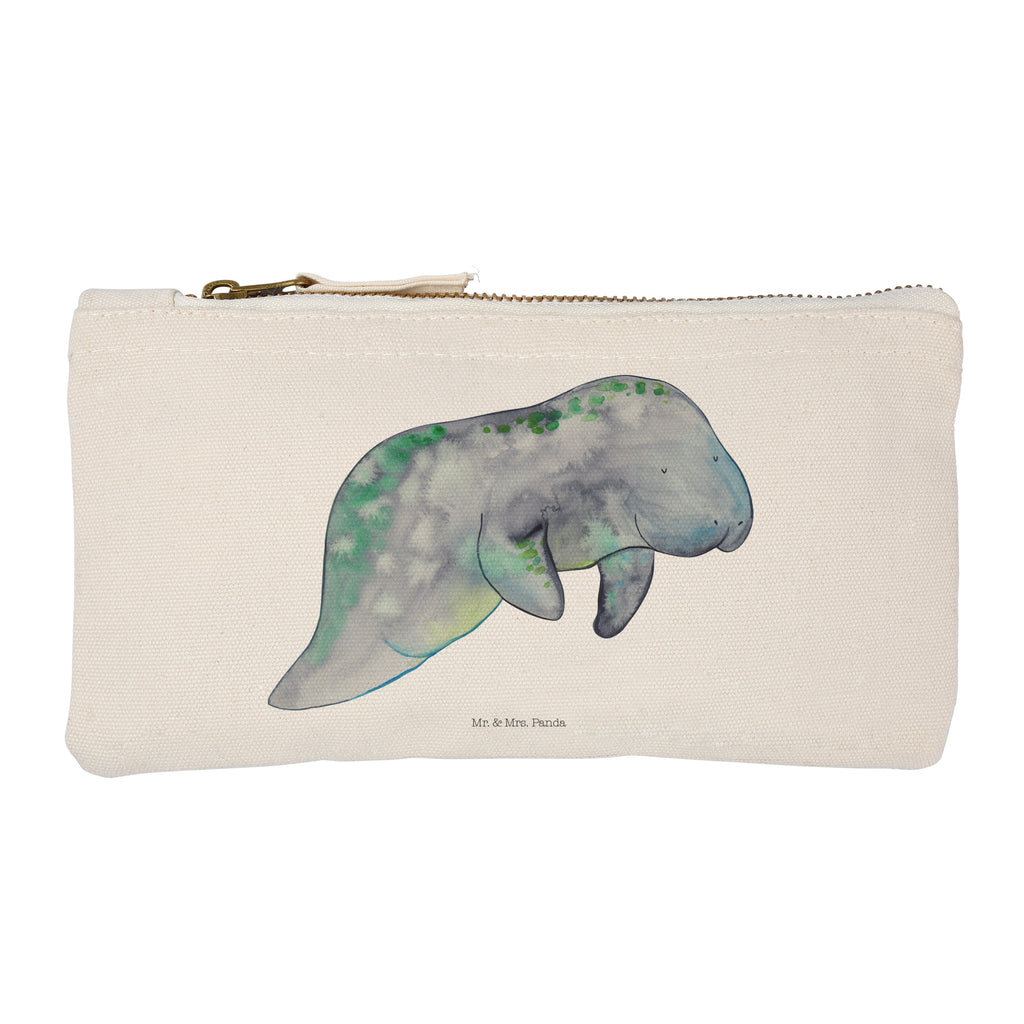 Schminktasche Seekuh chillt Schminktasche, Kosmetiktasche, Kosmetikbeutel, Stiftemäppchen, Etui, Federmappe, Makeup, XXL, Schminketui, Kosmetiketui, Schlamperetui, Meerestiere, Meer, Urlaub, Seekuh, Seekühe, Diät, Abnehmen, Zucker, Diätwahn, Essen, Süßigkeiten