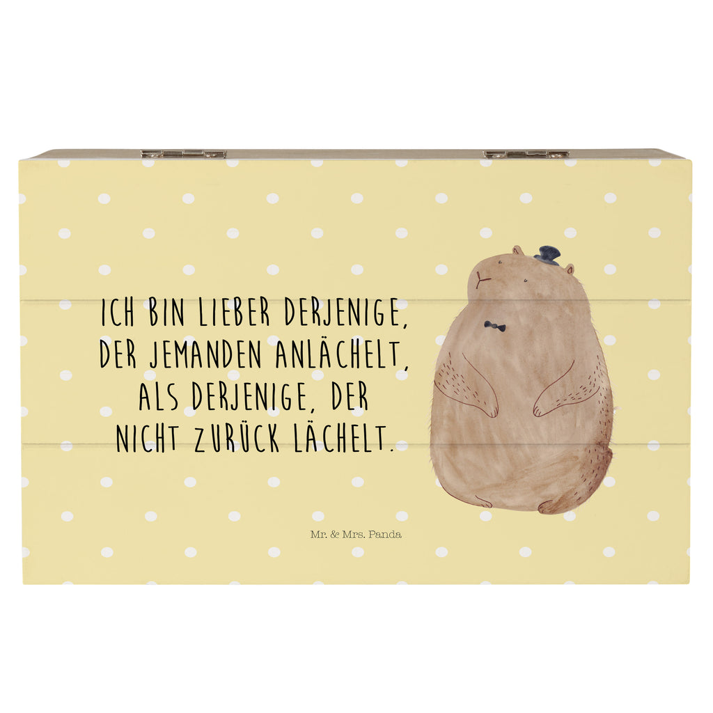 Holzkiste Murmeltier Holzkiste, Kiste, Schatzkiste, Truhe, Schatulle, XXL, Erinnerungsbox, Erinnerungskiste, Dekokiste, Aufbewahrungsbox, Tiermotive, Gute Laune, lustige Sprüche, Tiere, Murmeltier, Knigge, Fröhlichkeit, Freundlichkeit, Respekt, Anstand