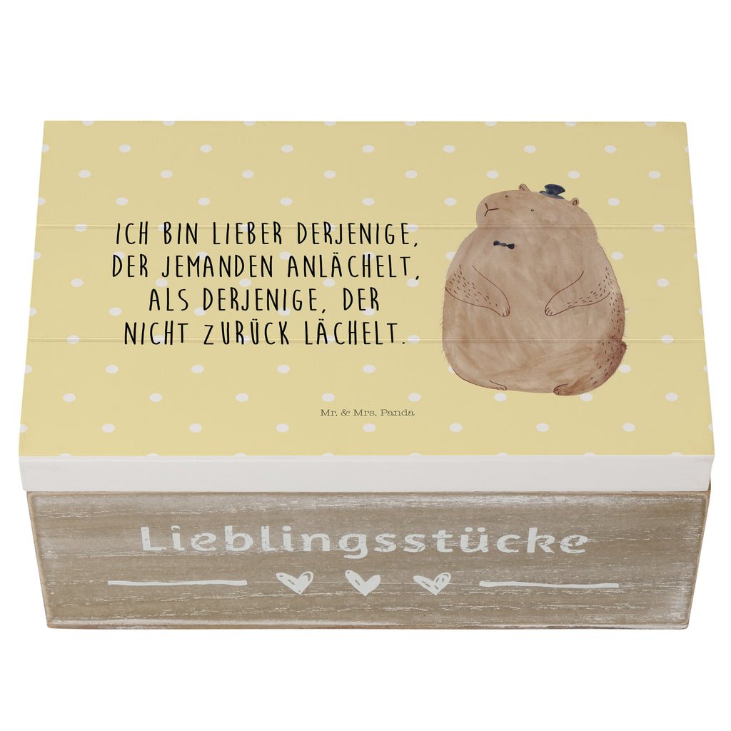 Holzkiste Murmeltier Holzkiste, Kiste, Schatzkiste, Truhe, Schatulle, XXL, Erinnerungsbox, Erinnerungskiste, Dekokiste, Aufbewahrungsbox, Tiermotive, Gute Laune, lustige Sprüche, Tiere, Murmeltier, Knigge, Fröhlichkeit, Freundlichkeit, Respekt, Anstand