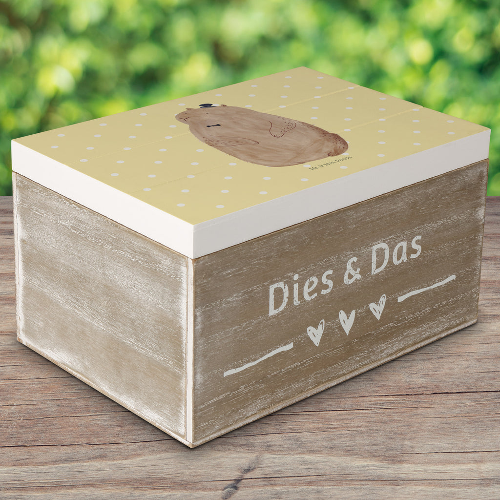 Holzkiste Murmeltier Holzkiste, Kiste, Schatzkiste, Truhe, Schatulle, XXL, Erinnerungsbox, Erinnerungskiste, Dekokiste, Aufbewahrungsbox, Tiermotive, Gute Laune, lustige Sprüche, Tiere, Murmeltier, Knigge, Fröhlichkeit, Freundlichkeit, Respekt, Anstand