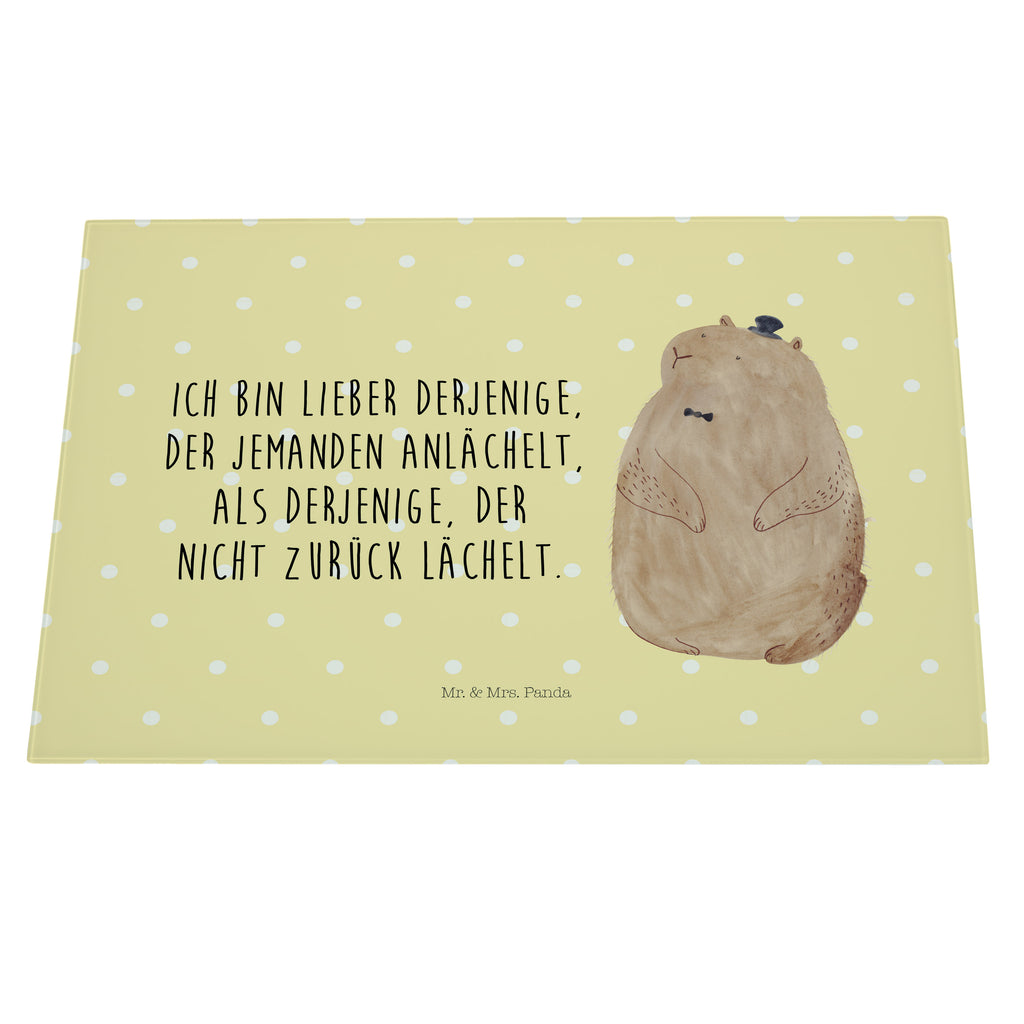 XL Glas Schneidbrett Murmeltier Glasschneidebrett, Schneidebrett, Frühstücksbrett, Küche, Tiermotive, Gute Laune, lustige Sprüche, Tiere, Murmeltier, Knigge, Fröhlichkeit, Freundlichkeit, Respekt, Anstand