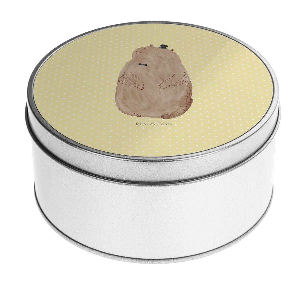 Blechdose rund Murmeltier Metalldose, Keksdose, Dose, Vorratsdose, Geschenkbox, Tiermotive, Gute Laune, lustige Sprüche, Tiere, Murmeltier, Knigge, Fröhlichkeit, Freundlichkeit, Respekt, Anstand