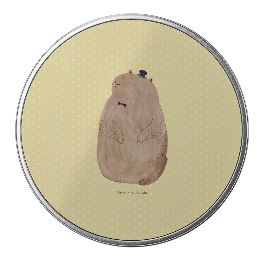 Blechdose rund Murmeltier Metalldose, Keksdose, Dose, Vorratsdose, Geschenkbox, Tiermotive, Gute Laune, lustige Sprüche, Tiere, Murmeltier, Knigge, Fröhlichkeit, Freundlichkeit, Respekt, Anstand