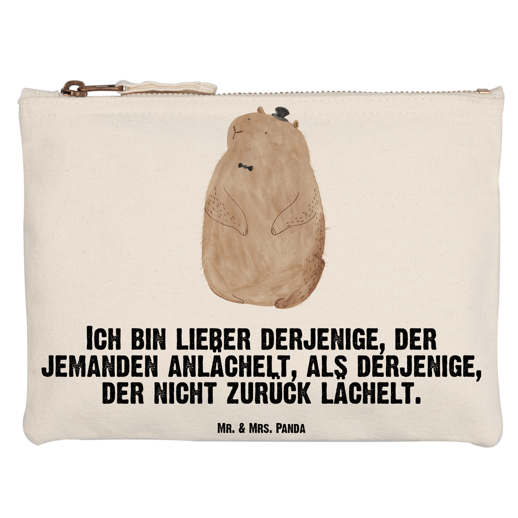 Schminktasche Murmeltier Schminktasche, Kosmetiktasche, Kosmetikbeutel, Stiftemäppchen, Etui, Federmappe, Makeup, XXL, Schminketui, Kosmetiketui, Schlamperetui, Tiermotive, Gute Laune, lustige Sprüche, Tiere, Murmeltier, Knigge, Fröhlichkeit, Freundlichkeit, Respekt, Anstand
