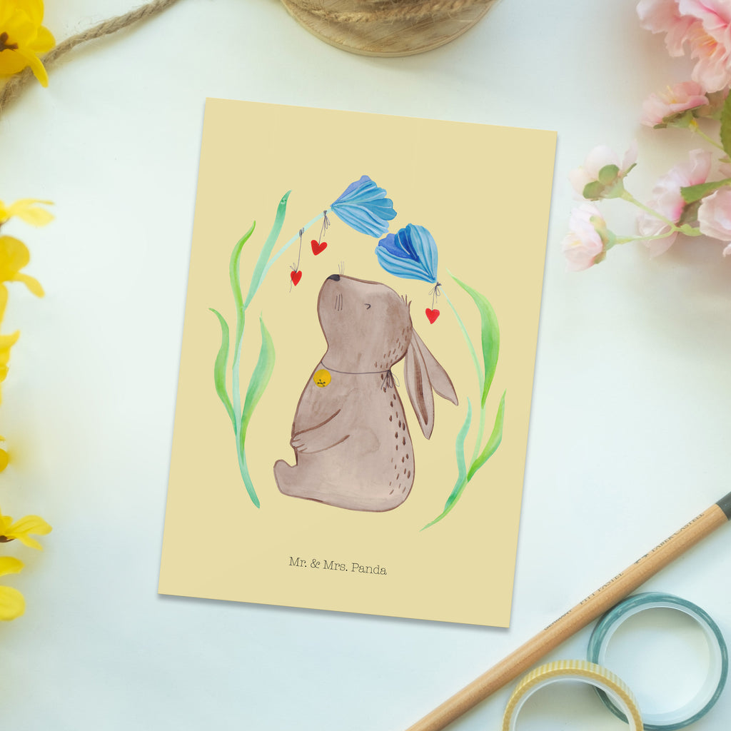 Postkarte Hase Blume Geschenkkarte, Grußkarte, Karte, Einladung, Ansichtskarte, Geburtstagskarte, Einladungskarte, Dankeskarte, Ostern, Osterhase, Ostergeschenke, Osternest, Osterdeko, Geschenk zu Ostern, Hase, Kaninchen, Kind, Taufe, Taufgeschenk, Geburt, Schwangerschaft, erstes Kind, Kindergeburtstag, Geburtstag, Hoffnung, Träume