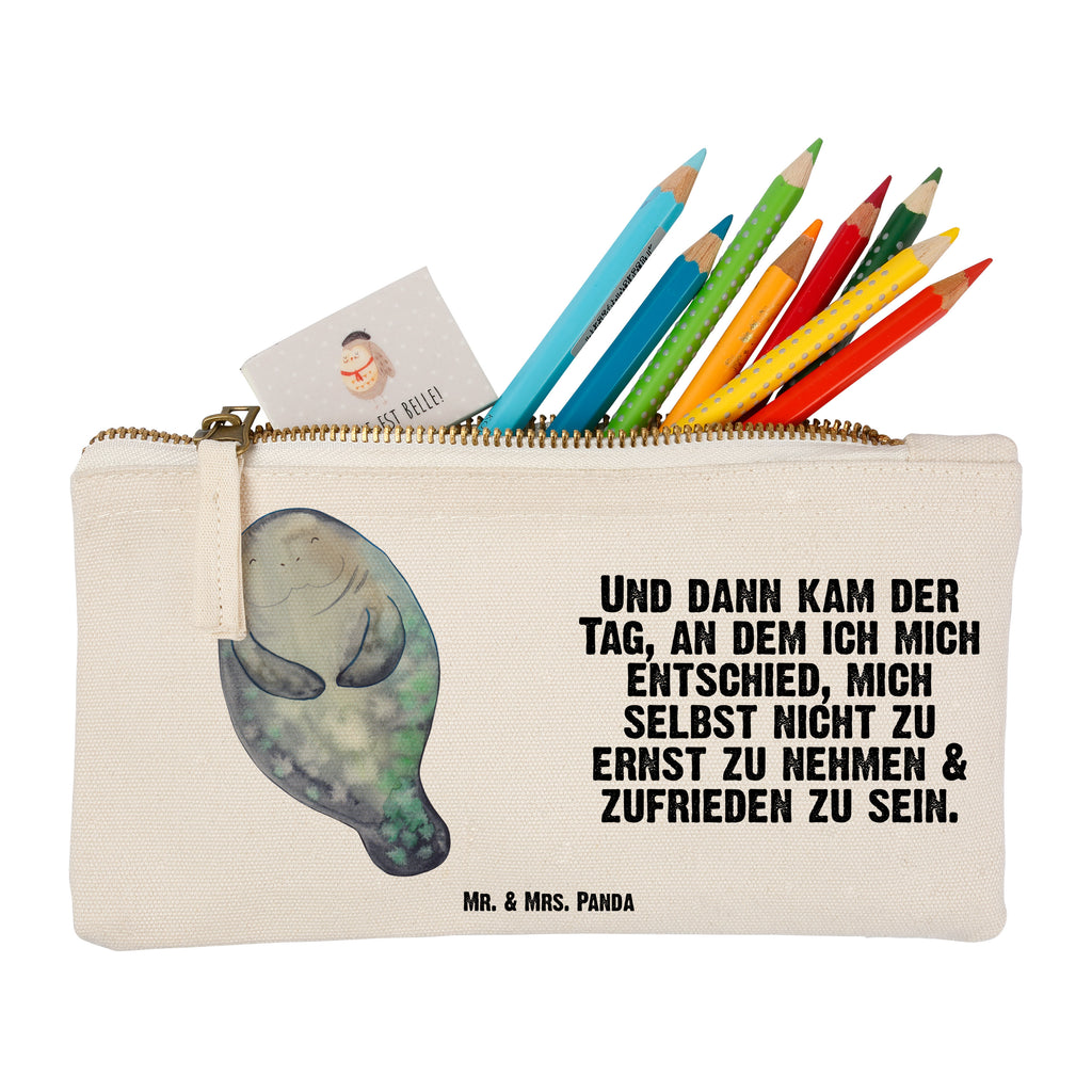 Schminktasche Seekuh happy Schminktasche, Kosmetiktasche, Kosmetikbeutel, Stiftemäppchen, Etui, Federmappe, Makeup, XXL, Schminketui, Kosmetiketui, Schlamperetui, Meerestiere, Meer, Urlaub, Seekuh, Seekühe, Selbstliebe, Respekt, Neuanfang, Neustart, Achtsamkeit, Zufrieden, Liebeskummer, Freundin