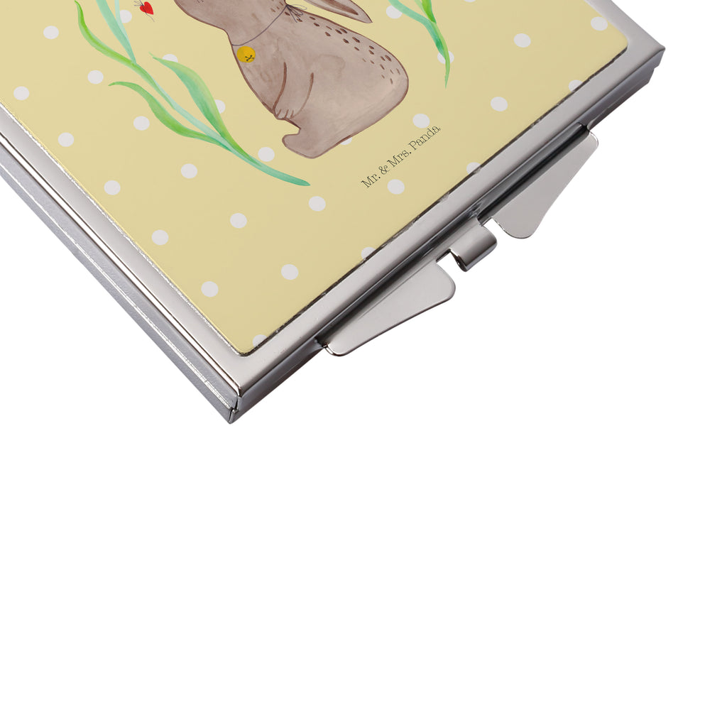 Handtaschenspiegel quadratisch Hase Blume Spiegel, Handtasche, Quadrat, silber, schminken, Schminkspiegel, Ostern, Osterhase, Ostergeschenke, Osternest, Osterdeko, Geschenk zu Ostern, Hase, Kaninchen, Kind, Taufe, Taufgeschenk, Geburt, Schwangerschaft, erstes Kind, Kindergeburtstag, Geburtstag, Hoffnung, Träume