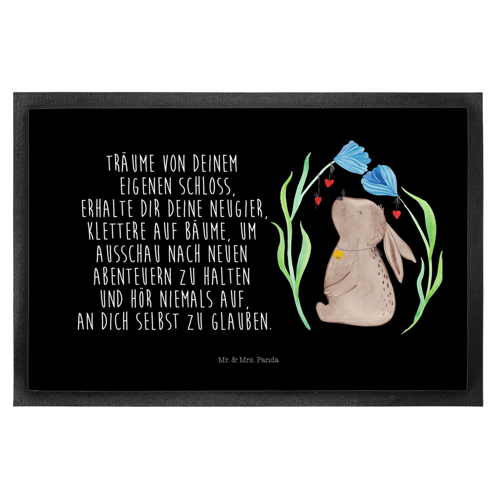 Fußmatte Hase Blume Hase, Kaninchen, Kind, Taufe, Taufgeschenk, Geburt, Schwangerschaft, erstes Kind, Kindergeburtstag, Geburtstag, Hoffnung, Träume Türvorleger, Schmutzmatte, Fußabtreter, Matte, Schmutzfänger, Fußabstreifer, Schmutzfangmatte, Türmatte, Motivfußmatte,  Haustürmatte, Vorleger  Ostern, Osterhase, Ostergeschenke, Osternest, Osterdeko, Geschenk zu Ostern