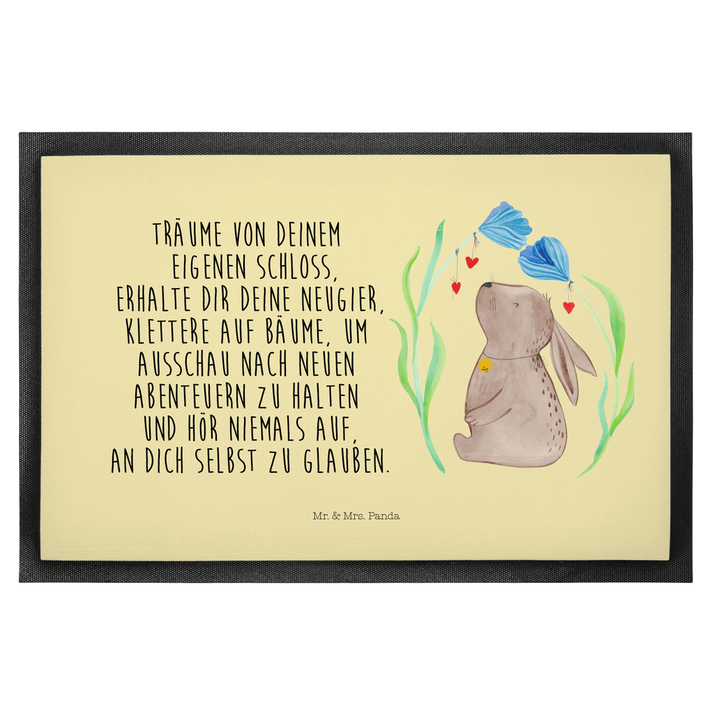Fußmatte Hase Blume Hase, Kaninchen, Kind, Taufe, Taufgeschenk, Geburt, Schwangerschaft, erstes Kind, Kindergeburtstag, Geburtstag, Hoffnung, Träume Türvorleger, Schmutzmatte, Fußabtreter, Matte, Schmutzfänger, Fußabstreifer, Schmutzfangmatte, Türmatte, Motivfußmatte,  Haustürmatte, Vorleger  Ostern, Osterhase, Ostergeschenke, Osternest, Osterdeko, Geschenk zu Ostern