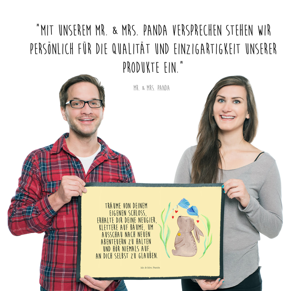 Fußmatte Hase Blume Hase, Kaninchen, Kind, Taufe, Taufgeschenk, Geburt, Schwangerschaft, erstes Kind, Kindergeburtstag, Geburtstag, Hoffnung, Träume Türvorleger, Schmutzmatte, Fußabtreter, Matte, Schmutzfänger, Fußabstreifer, Schmutzfangmatte, Türmatte, Motivfußmatte,  Haustürmatte, Vorleger  Ostern, Osterhase, Ostergeschenke, Osternest, Osterdeko, Geschenk zu Ostern