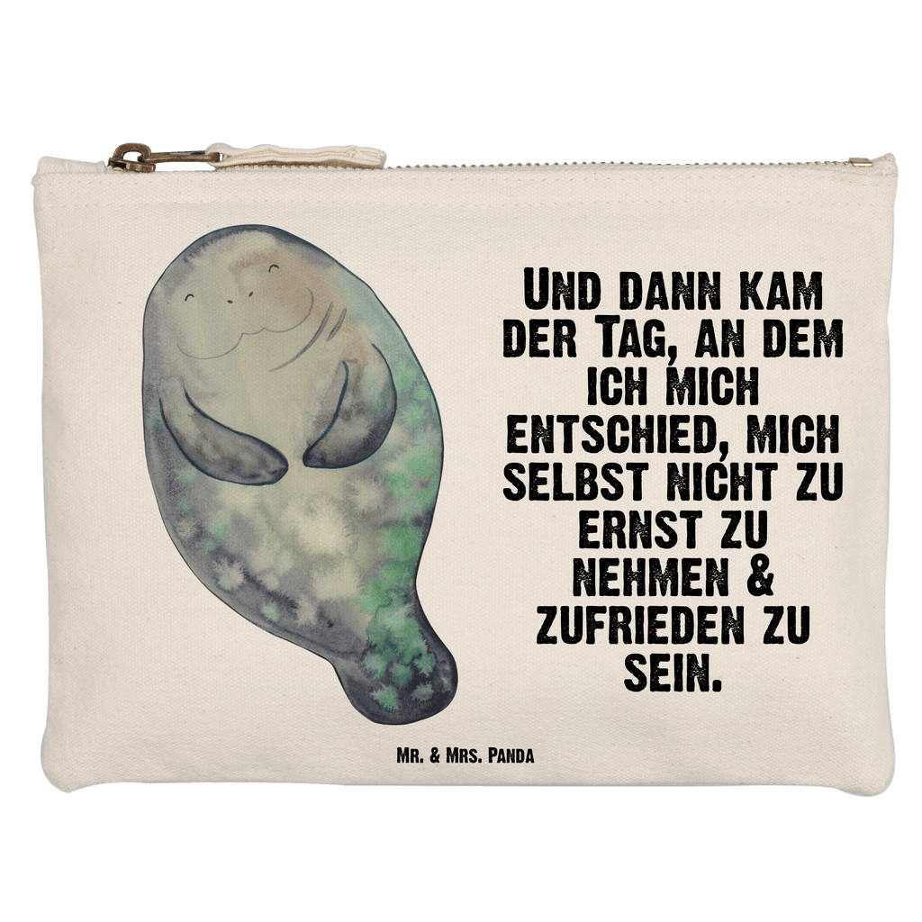 Schminktasche Seekuh happy Schminktasche, Kosmetiktasche, Kosmetikbeutel, Stiftemäppchen, Etui, Federmappe, Makeup, XXL, Schminketui, Kosmetiketui, Schlamperetui, Meerestiere, Meer, Urlaub, Seekuh, Seekühe, Selbstliebe, Respekt, Neuanfang, Neustart, Achtsamkeit, Zufrieden, Liebeskummer, Freundin