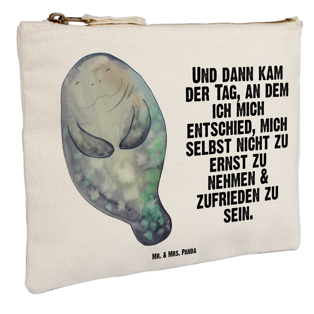 Schminktasche Seekuh happy Schminktasche, Kosmetiktasche, Kosmetikbeutel, Stiftemäppchen, Etui, Federmappe, Makeup, XXL, Schminketui, Kosmetiketui, Schlamperetui, Meerestiere, Meer, Urlaub, Seekuh, Seekühe, Selbstliebe, Respekt, Neuanfang, Neustart, Achtsamkeit, Zufrieden, Liebeskummer, Freundin