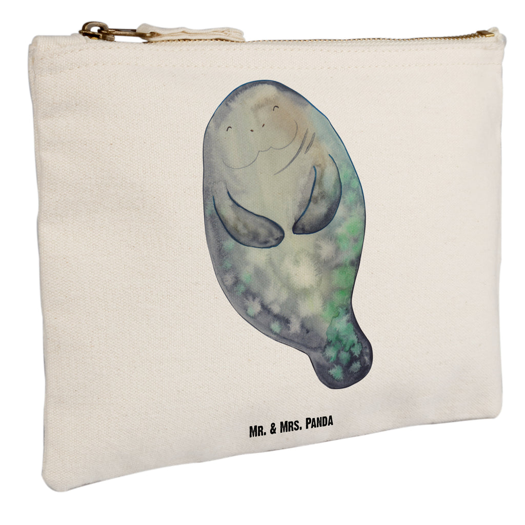 Schminktasche Seekuh happy Schminktasche, Kosmetiktasche, Kosmetikbeutel, Stiftemäppchen, Etui, Federmappe, Makeup, XXL, Schminketui, Kosmetiketui, Schlamperetui, Meerestiere, Meer, Urlaub, Seekuh, Seekühe, Selbstliebe, Respekt, Neuanfang, Neustart, Achtsamkeit, Zufrieden, Liebeskummer, Freundin