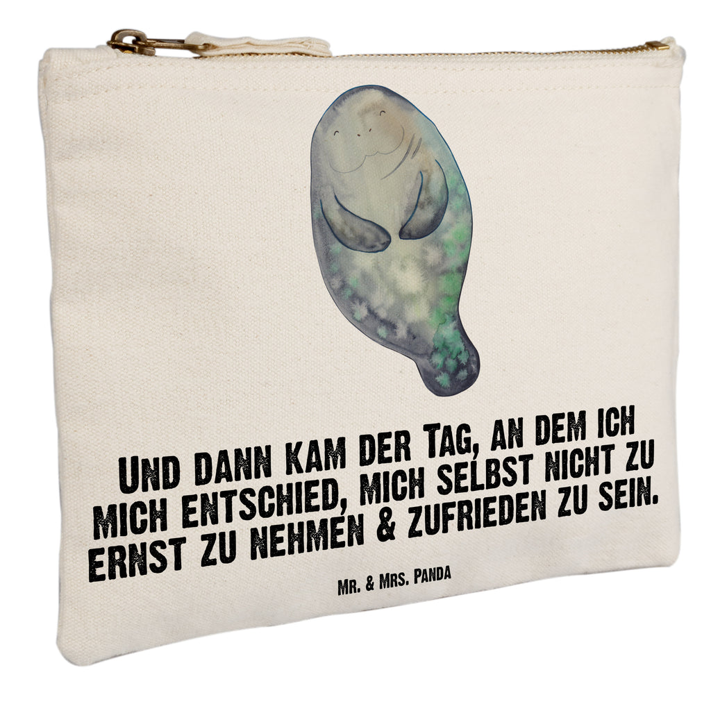 Schminktasche Seekuh happy Schminktasche, Kosmetiktasche, Kosmetikbeutel, Stiftemäppchen, Etui, Federmappe, Makeup, XXL, Schminketui, Kosmetiketui, Schlamperetui, Meerestiere, Meer, Urlaub, Seekuh, Seekühe, Selbstliebe, Respekt, Neuanfang, Neustart, Achtsamkeit, Zufrieden, Liebeskummer, Freundin