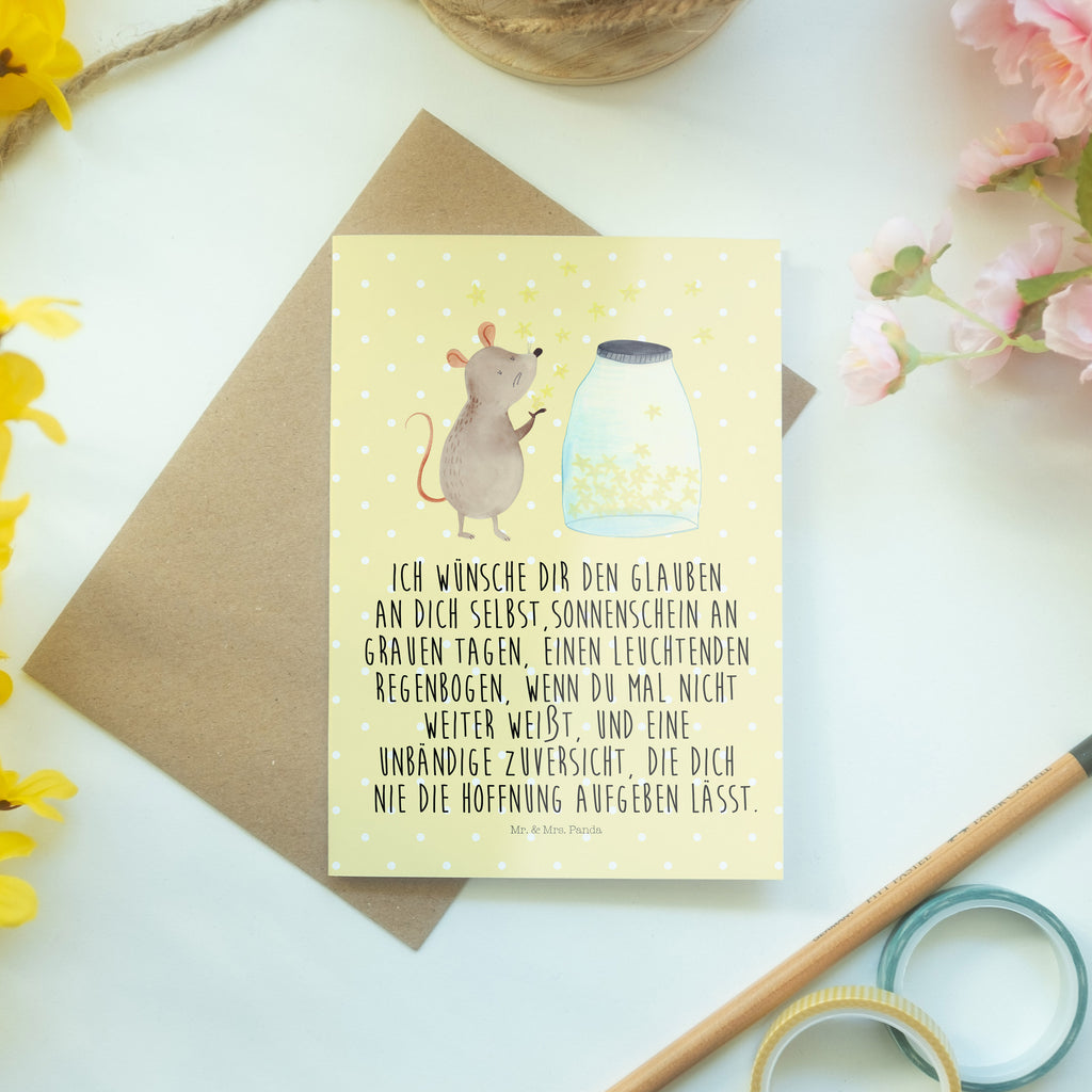 Grußkarte Maus Sterne Klappkarte, Einladungskarte, Glückwunschkarte, Hochzeitskarte, Geburtstagskarte, Karte, Tiermotive, Gute Laune, lustige Sprüche, Tiere, Maus, Sterne, Wunsch, Kind, Taufe, Taufgeschenk, Geburt, Schwangerschaft, erstes Kind, Kindergeburtstag, Geburtstag, Hoffnung, Träume