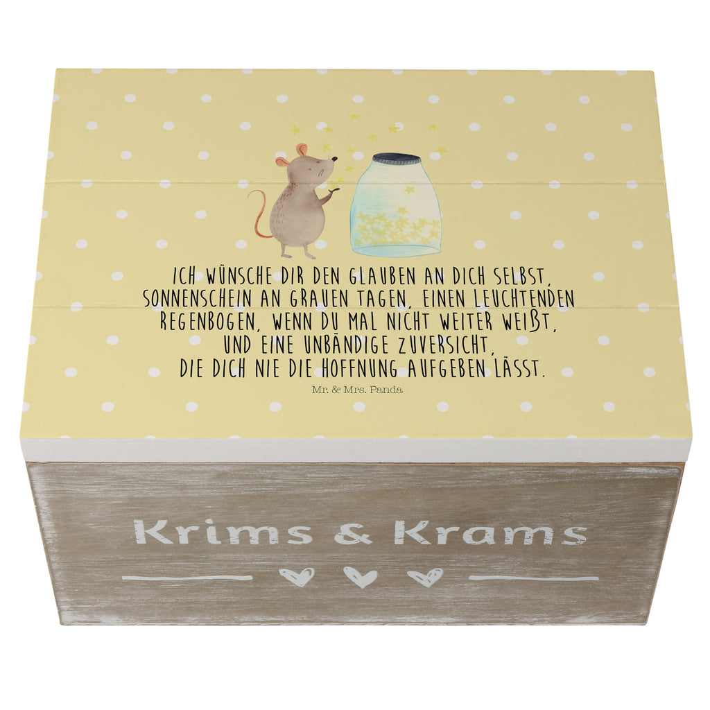 Holzkiste Maus Sterne Holzkiste, Kiste, Schatzkiste, Truhe, Schatulle, XXL, Erinnerungsbox, Erinnerungskiste, Dekokiste, Aufbewahrungsbox, Tiermotive, Gute Laune, lustige Sprüche, Tiere, Maus, Sterne, Wunsch, Kind, Taufe, Taufgeschenk, Geburt, Schwangerschaft, erstes Kind, Kindergeburtstag, Geburtstag, Hoffnung, Träume