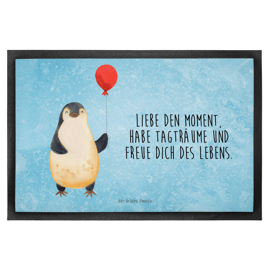 Fußmatte Pinguin Luftballon Türvorleger, Schmutzmatte, Fußabtreter, Matte, Schmutzfänger, Fußabstreifer, Schmutzfangmatte, Türmatte, Motivfußmatte, Haustürmatte, Vorleger, Pinguin, Pinguine, Luftballon, Tagträume, Lebenslust, Geschenk Freundin, Geschenkidee, beste Freundin, Motivation, Neustart, neues Leben, Liebe, Glück
