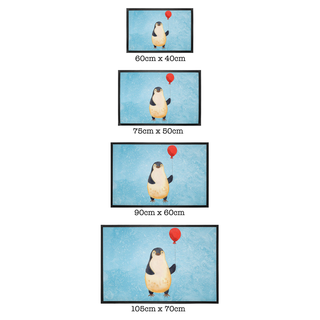 Fußmatte Pinguin Luftballon Türvorleger, Schmutzmatte, Fußabtreter, Matte, Schmutzfänger, Fußabstreifer, Schmutzfangmatte, Türmatte, Motivfußmatte, Haustürmatte, Vorleger, Pinguin, Pinguine, Luftballon, Tagträume, Lebenslust, Geschenk Freundin, Geschenkidee, beste Freundin, Motivation, Neustart, neues Leben, Liebe, Glück