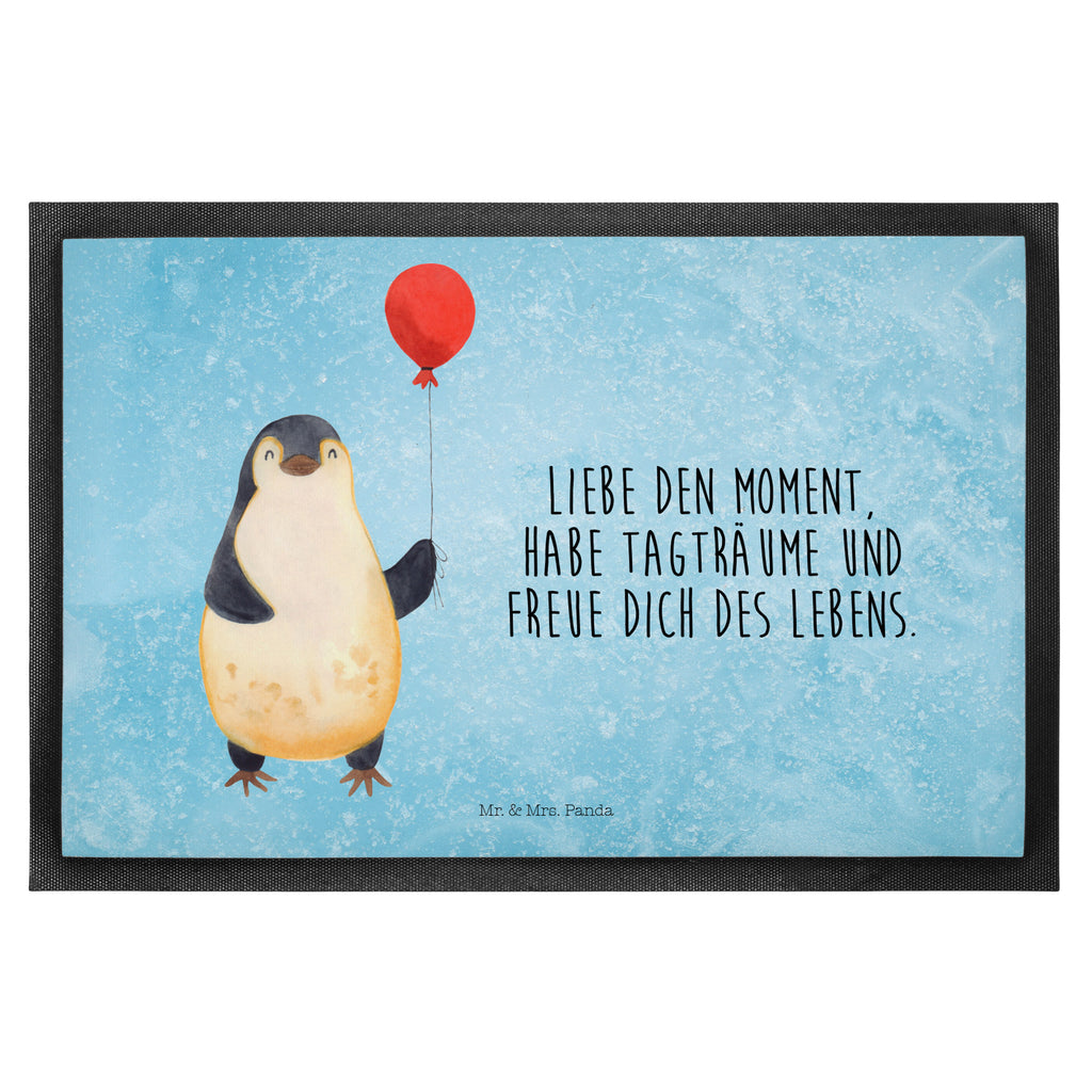 Fußmatte Pinguin Luftballon Türvorleger, Schmutzmatte, Fußabtreter, Matte, Schmutzfänger, Fußabstreifer, Schmutzfangmatte, Türmatte, Motivfußmatte, Haustürmatte, Vorleger, Pinguin, Pinguine, Luftballon, Tagträume, Lebenslust, Geschenk Freundin, Geschenkidee, beste Freundin, Motivation, Neustart, neues Leben, Liebe, Glück