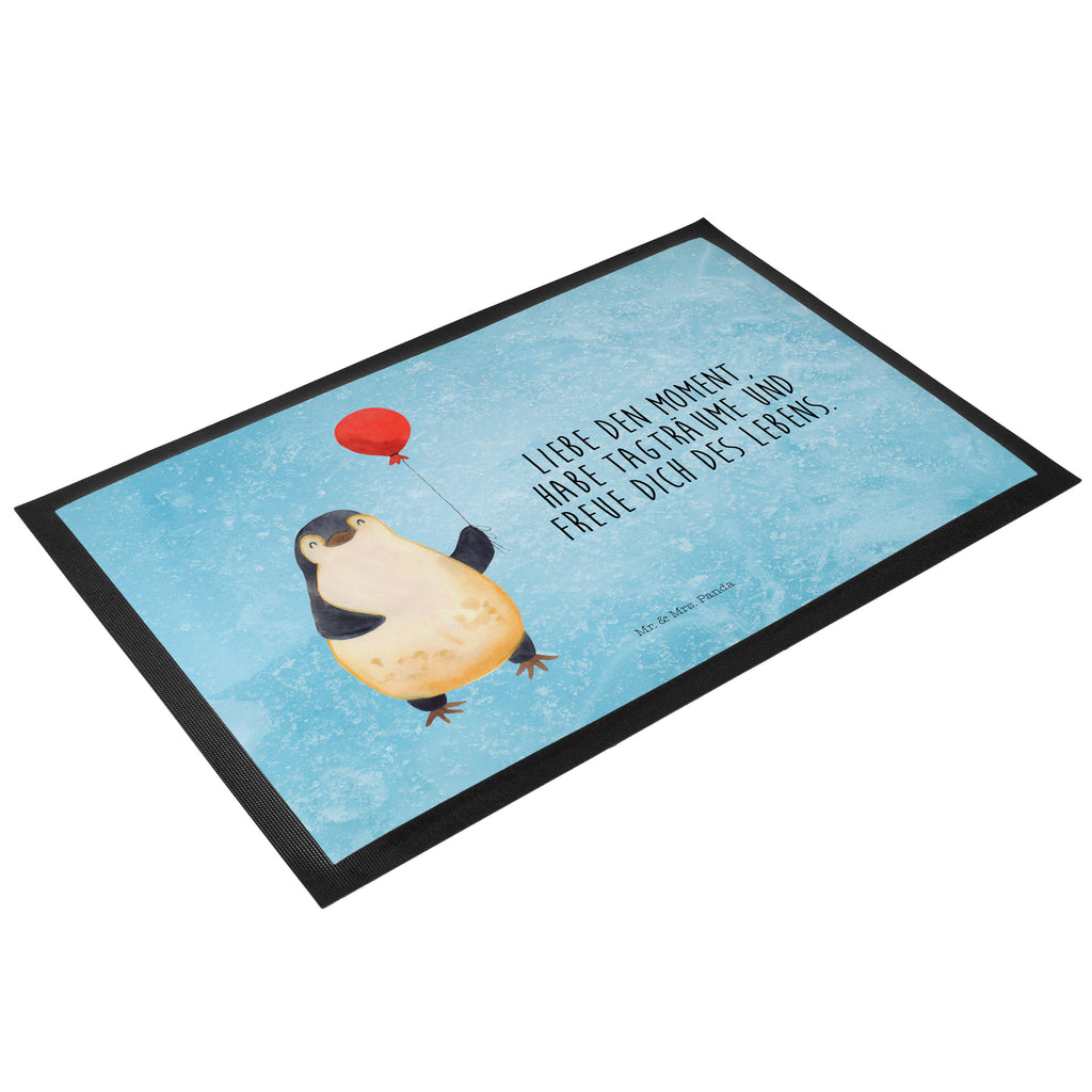 Fußmatte Pinguin Luftballon Türvorleger, Schmutzmatte, Fußabtreter, Matte, Schmutzfänger, Fußabstreifer, Schmutzfangmatte, Türmatte, Motivfußmatte, Haustürmatte, Vorleger, Pinguin, Pinguine, Luftballon, Tagträume, Lebenslust, Geschenk Freundin, Geschenkidee, beste Freundin, Motivation, Neustart, neues Leben, Liebe, Glück